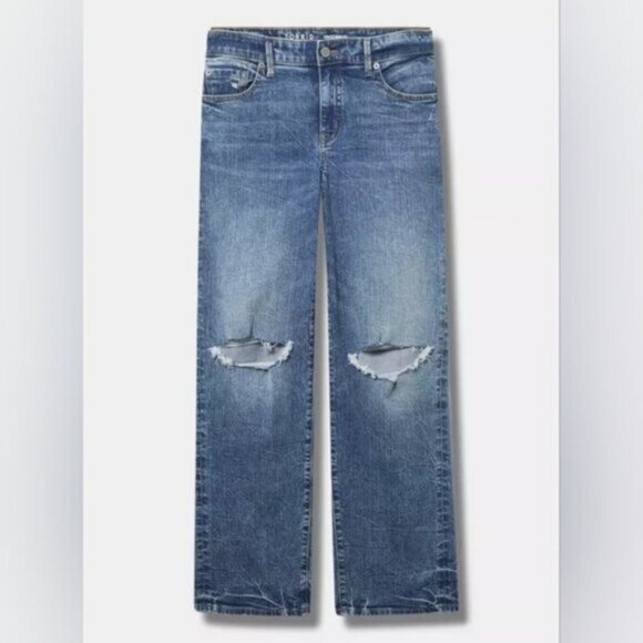 NEW Torrid Perfect Wide Leg Vintage Jeans Size 16 Vintage Stretch Ripped Knee - Picture 3 of 15